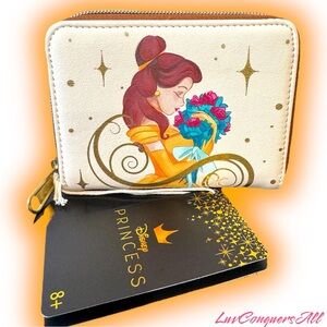 Loungefly Disney Beauty And The Beast Princess Belle Floral Mini Zipper Wallet